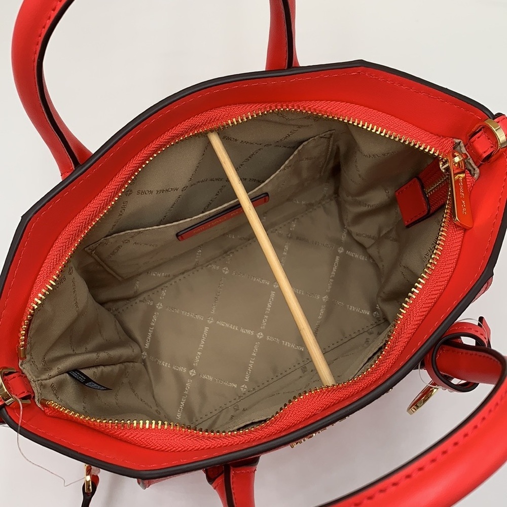 MICHAEL KORS AVRIL SMALL TOP ZIP SATCHEL CORAL RIFF COLOR - Picture 7 of 16